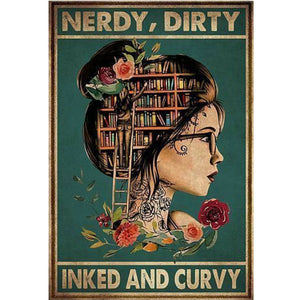 Vintage poster-silhouette girl-11CT Stamped Cross Stitch 40*60CM