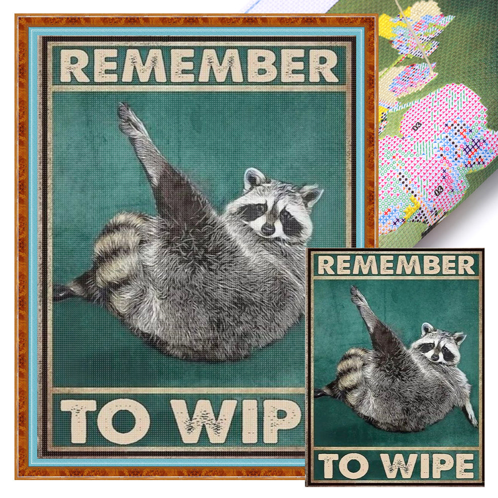 Vintage poster-raccoon-40*55CM  11CT Stamped Cross Stitch
