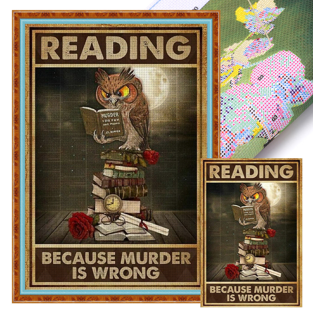 Vintage Poster-Owl Reading - 40*60CM 11CT Stamped Cross Stitch