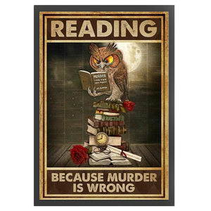 Vintage Poster-Owl Reading - 40*60CM 11CT Stamped Cross Stitch
