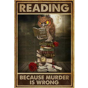 Vintage Poster-Owl Reading - 40*60CM 11CT Stamped Cross Stitch