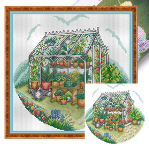 Sunny greenhouse - 31*30CM 14CT Stamped Cross Stitch（Joy Sunday）
