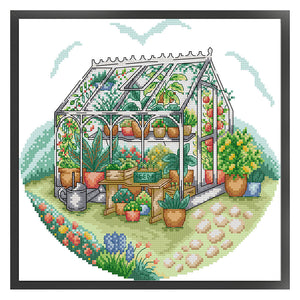 Sunny greenhouse - 31*30CM 14CT Stamped Cross Stitch（Joy Sunday）