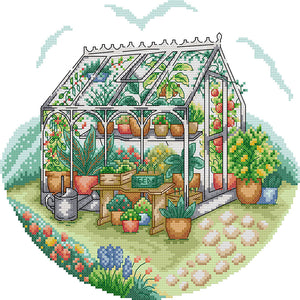 Sunny greenhouse - 31*30CM 14CT Stamped Cross Stitch（Joy Sunday）
