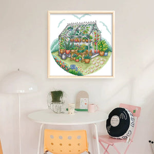 Sunny greenhouse - 31*30CM 14CT Stamped Cross Stitch（Joy Sunday）