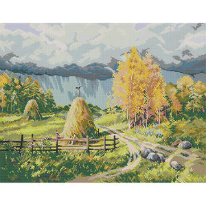 Golden autumn - 53*42CM 14CT Stamped Cross Stitch（Joy Sunday）