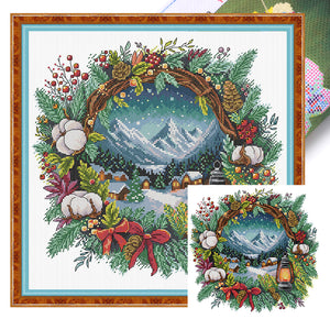 Winter Wreath - 40*40CM 14CT Stamped Cross Stitch (Fairy Brand)
