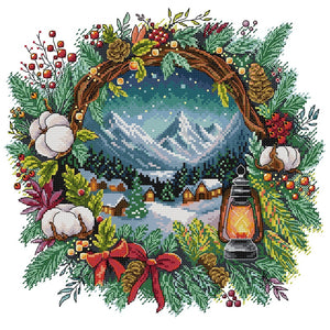 Winter Wreath - 40*40CM 14CT Stamped Cross Stitch (Fairy Brand)