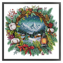 Load image into Gallery viewer, Winter Wreath - 40*40CM 14CT Stamped Cross Stitch (Fairy Brand)
