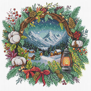 Winter Wreath - 40*40CM 14CT Stamped Cross Stitch (Fairy Brand)