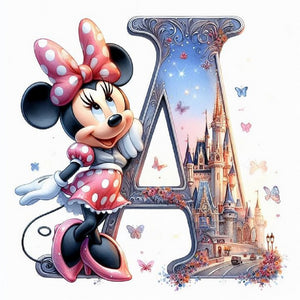 Minnie and the letter A-40*40CM  18CT Stamped Cross Stitch