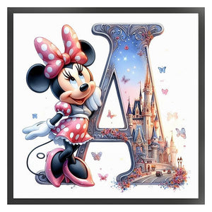 Minnie and the letter A-40*40CM  18CT Stamped Cross Stitch