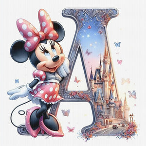 Minnie and the letter A-40*40CM  18CT Stamped Cross Stitch