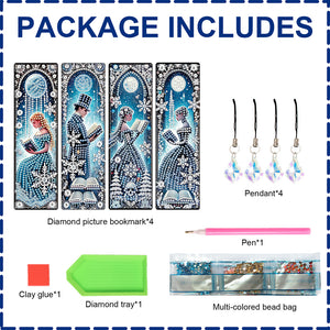 Christmas Winter Diamond Painting Diary Book with Crystal Pendant Bookmark Gifts