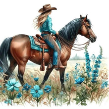 Load image into Gallery viewer, Cowboy Girl On Horseback 40*40CM(Canvas) Full Round Drill Diamond Painting
