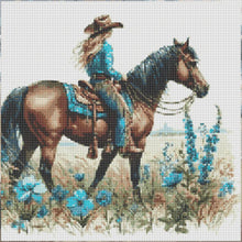 Load image into Gallery viewer, Cowboy Girl On Horseback 40*40CM(Canvas) Full Round Drill Diamond Painting
