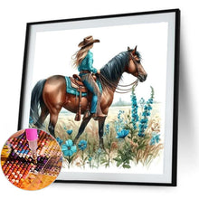 Load image into Gallery viewer, Cowboy Girl On Horseback 40*40CM(Canvas) Full Round Drill Diamond Painting
