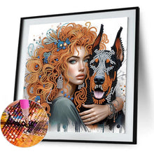 Load image into Gallery viewer, Girl And Dog 30*30CM(Canvas) Partial Special Shaped Drill Diamond Painting
