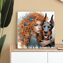 Load image into Gallery viewer, Girl And Dog 30*30CM(Canvas) Partial Special Shaped Drill Diamond Painting
