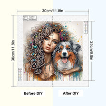 Load image into Gallery viewer, Girl And Dog 30*30CM(Canvas) Partial Special Shaped Drill Diamond Painting
