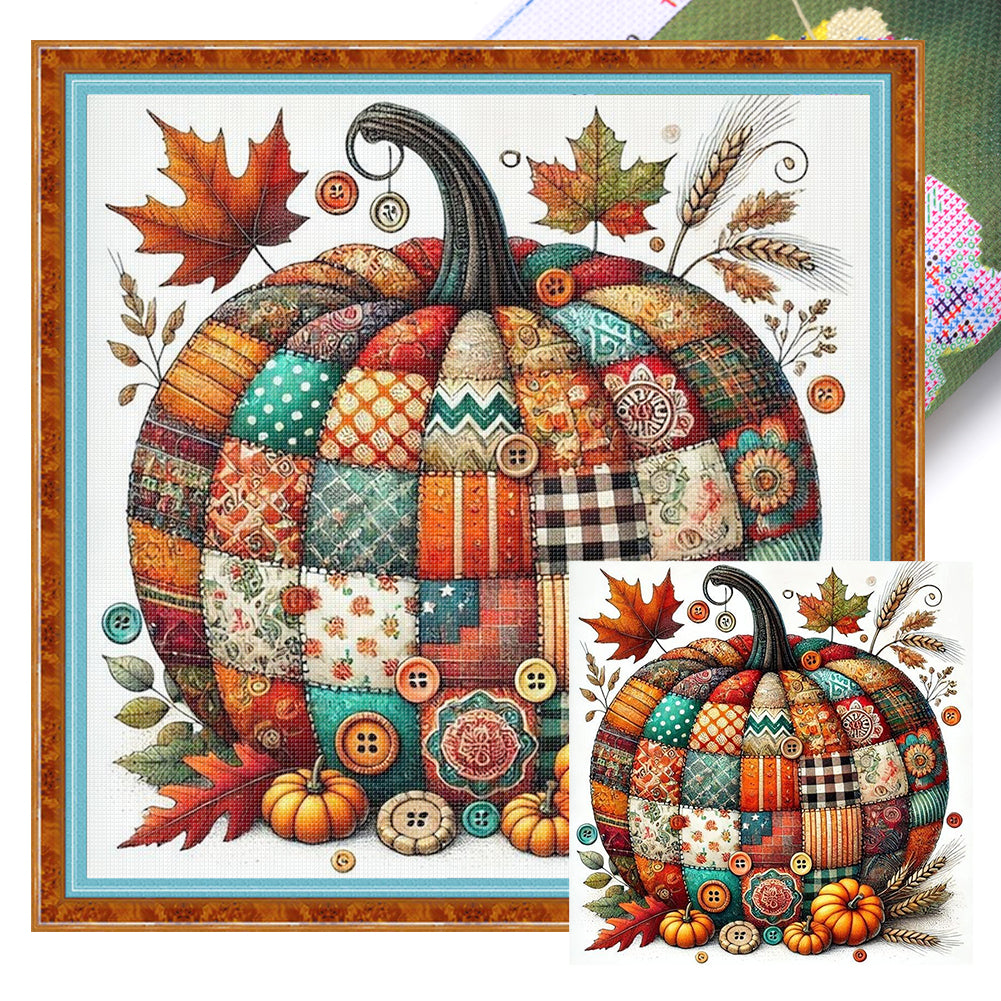 Colorful mosaic pumpkin-40*40CM  14CT Stamped Cross Stitch
