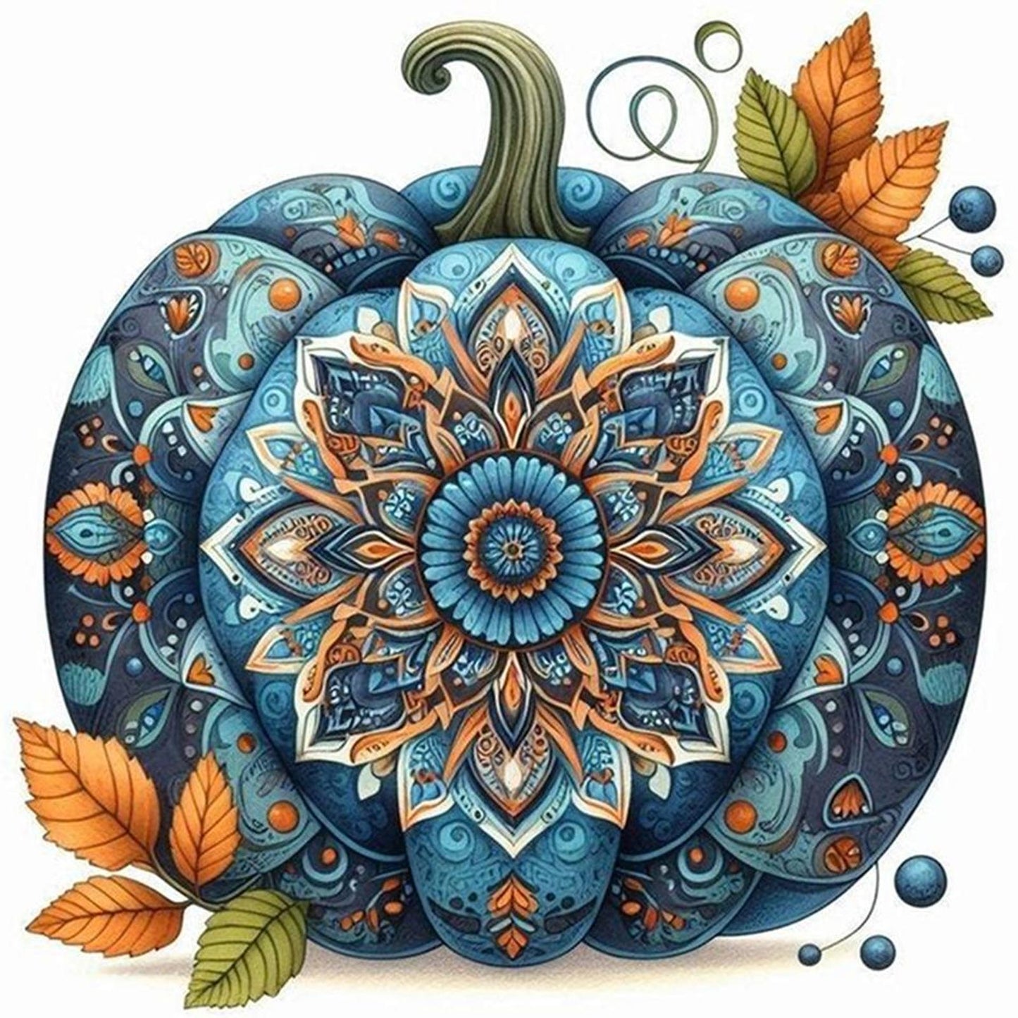 Mandala Pumpkin - Full 14CT Stamped Cross Stitch 40x40CM - Huacan
