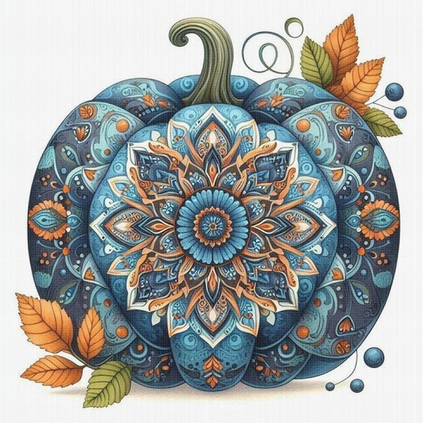 Mandala Pumpkin - Full 14CT Stamped Cross Stitch 40x40CM - Huacan
