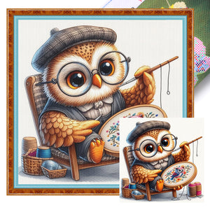 Embroidered owl-30*30CM  18CT Stamped Cross Stitch
