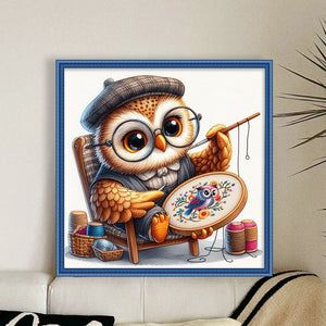 Embroidered owl-30*30CM  18CT Stamped Cross Stitch