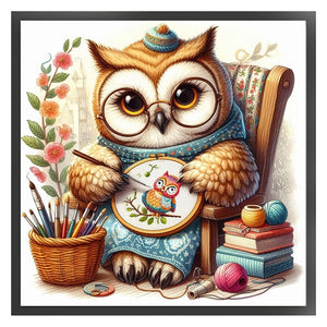 Embroidered owl-30*30CM  18CT Stamped Cross Stitch