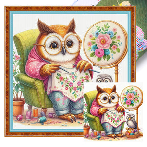 Embroidered owl-30*30CM  18CT Stamped Cross Stitch