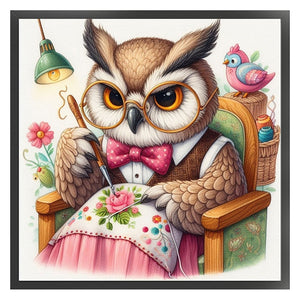 Embroidered owl-30*30CM  18CT Stamped Cross Stitch