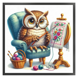 Embroidered owl-30*30CM  18CT Stamped Cross Stitch