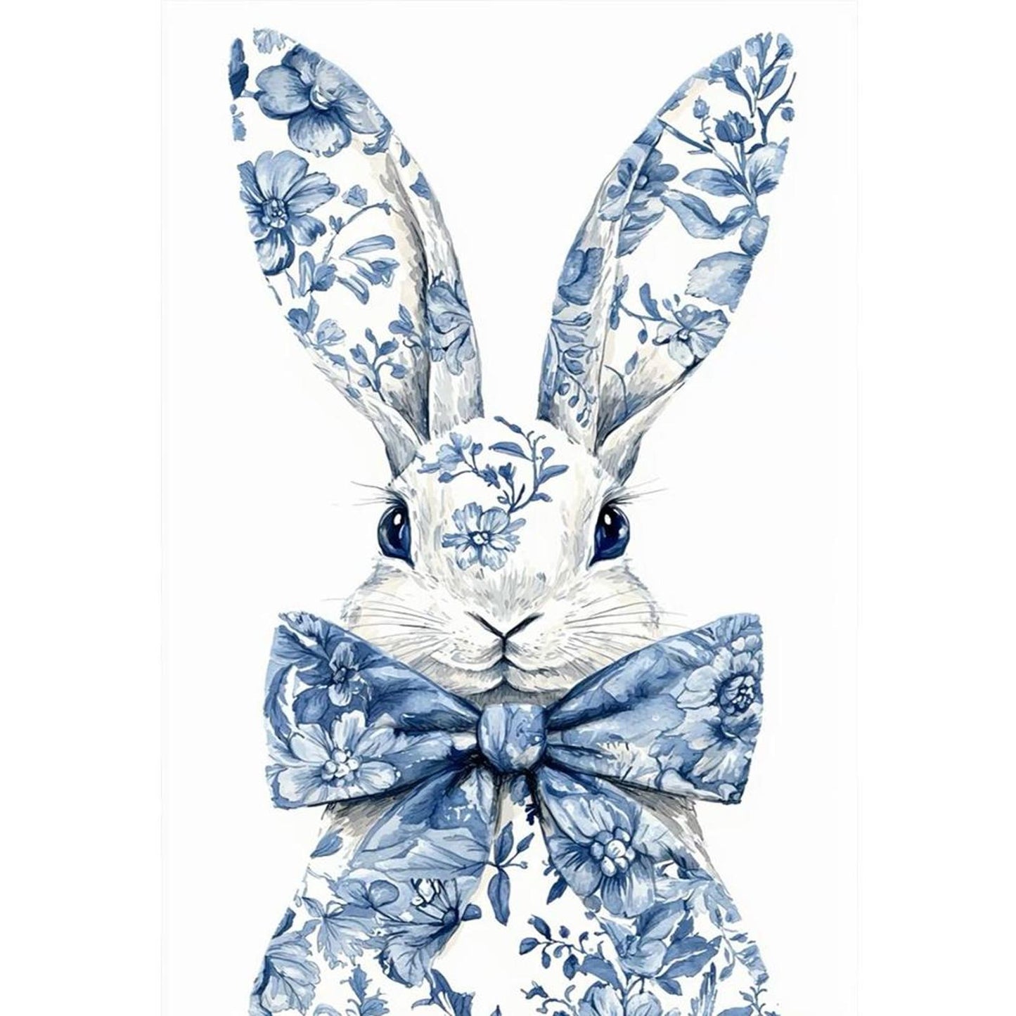 Blue And White Porcelain - Rabbit - Full 11CT Counted Cross Stitch 40x60CM - Huacan
