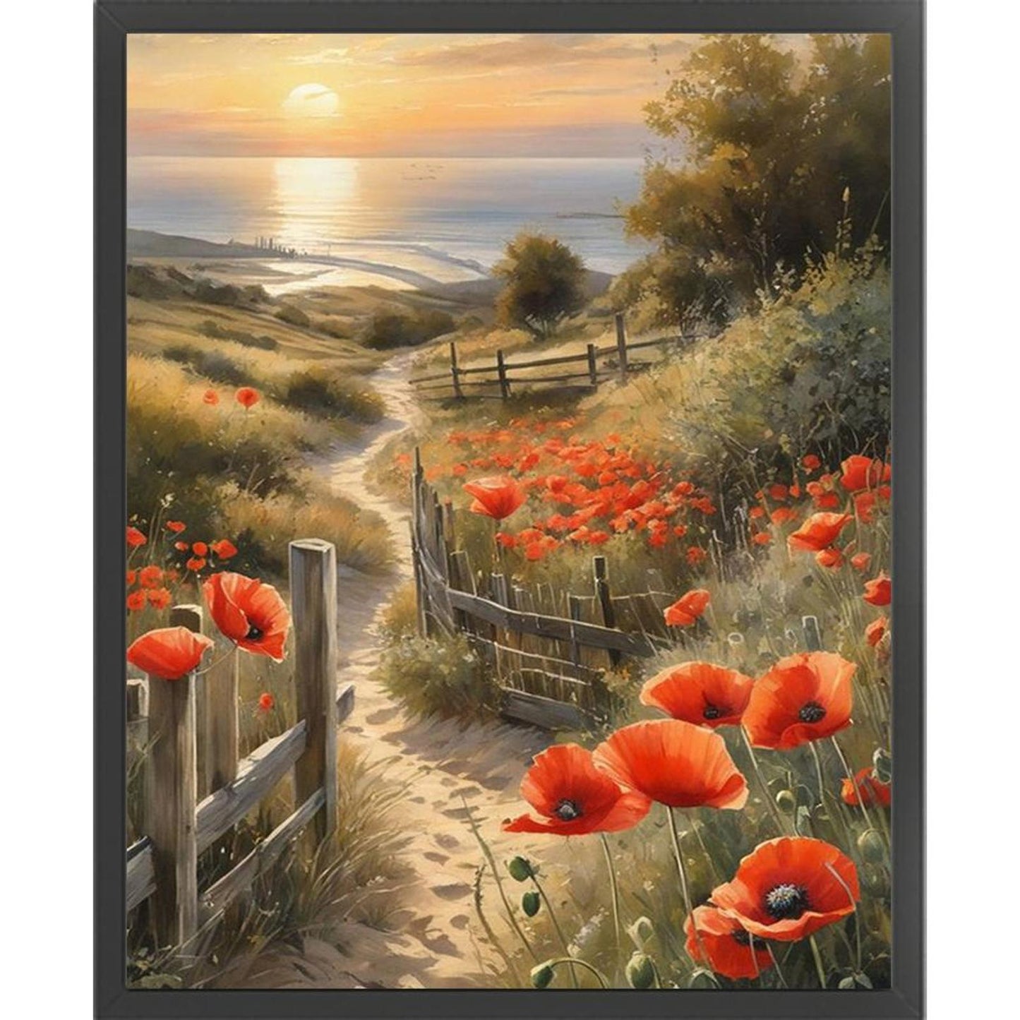 Poppy Path - Full 11CT Counted Cross Stitch 40x50CM - Huacan