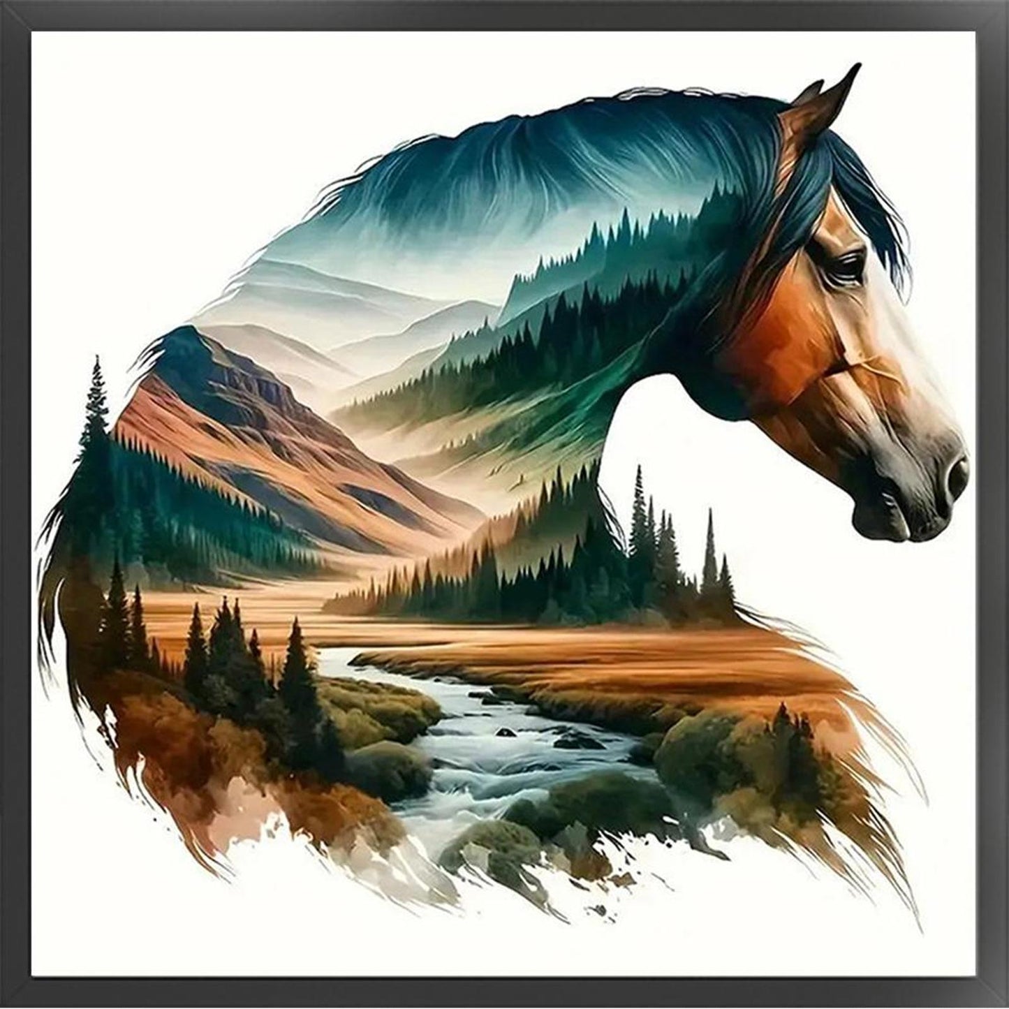 Horse Silhouette - Full 11CT Counted Cross Stitch 40x40CM - Huacan