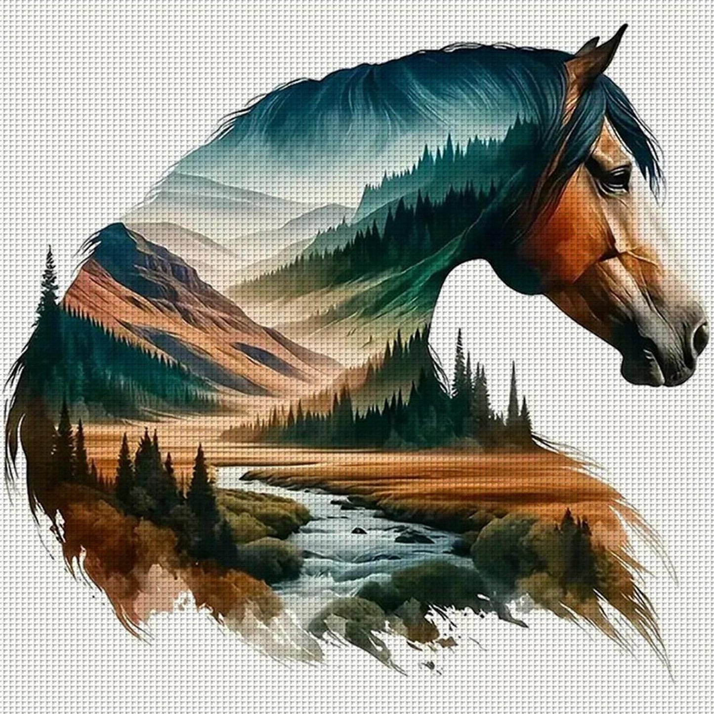 Horse Silhouette - Full 11CT Counted Cross Stitch 40x40CM - Huacan