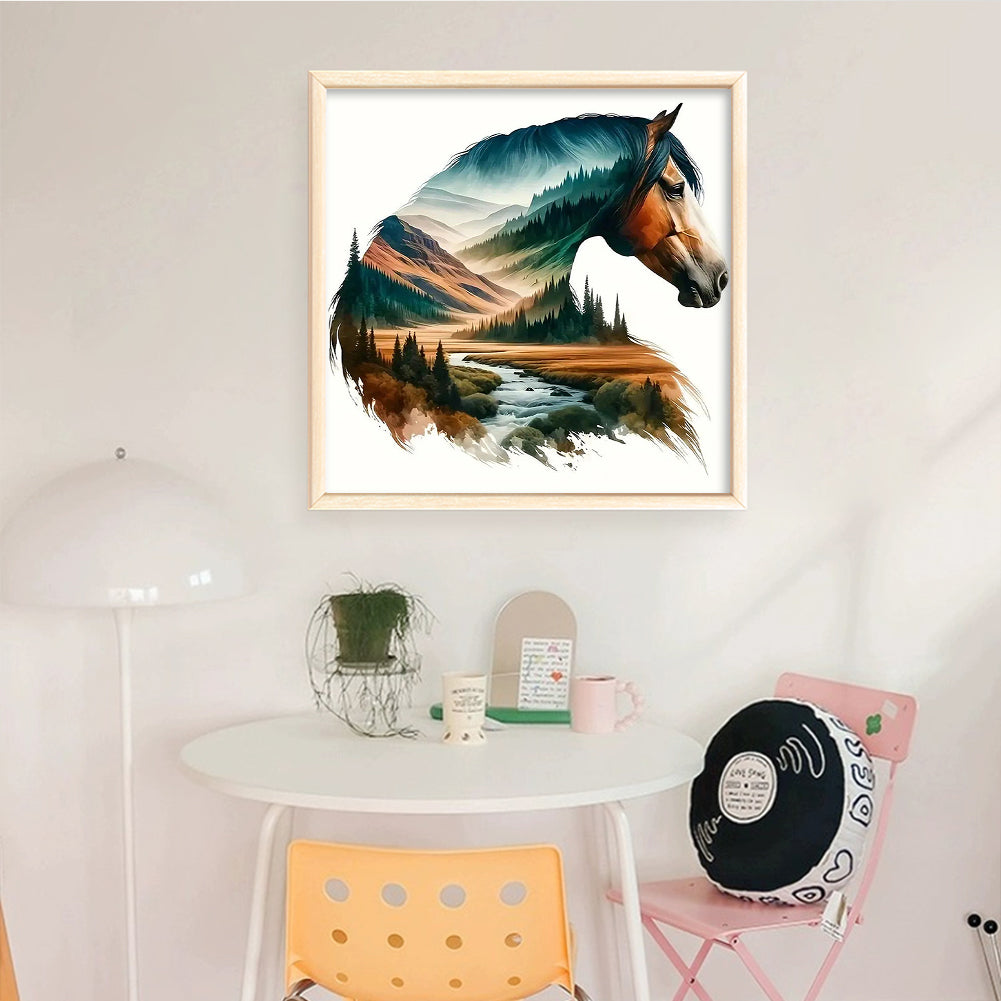 Horse Silhouette - Full 11CT Counted Cross Stitch 40x40CM - Huacan