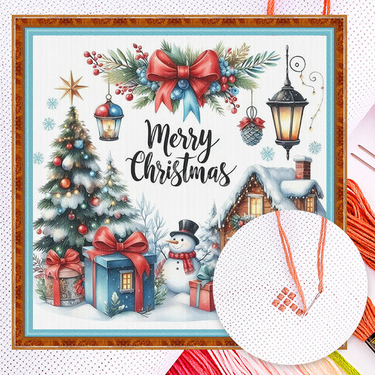Christmas Cabin - Full 14CT Counted Cross Stitch 40x40CM - Huacan