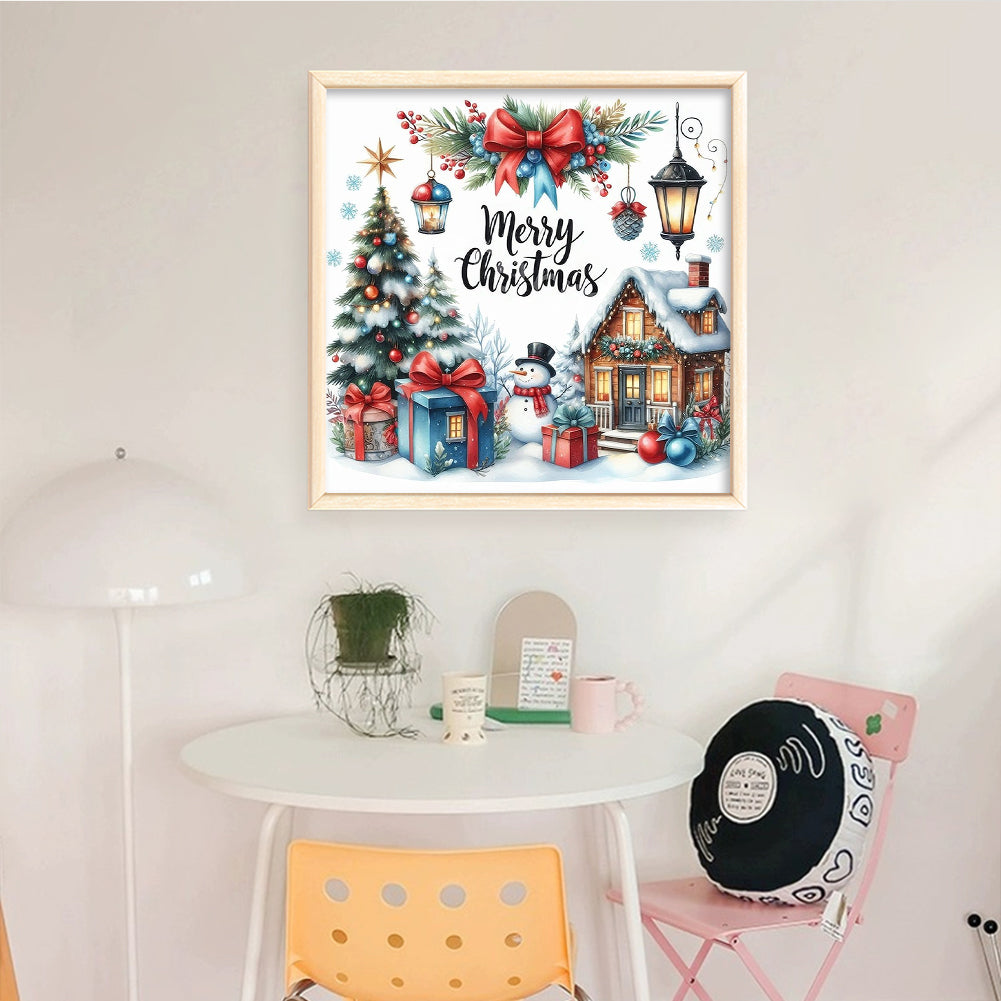 Christmas Cabin - Full 14CT Counted Cross Stitch 40x40CM - Huacan