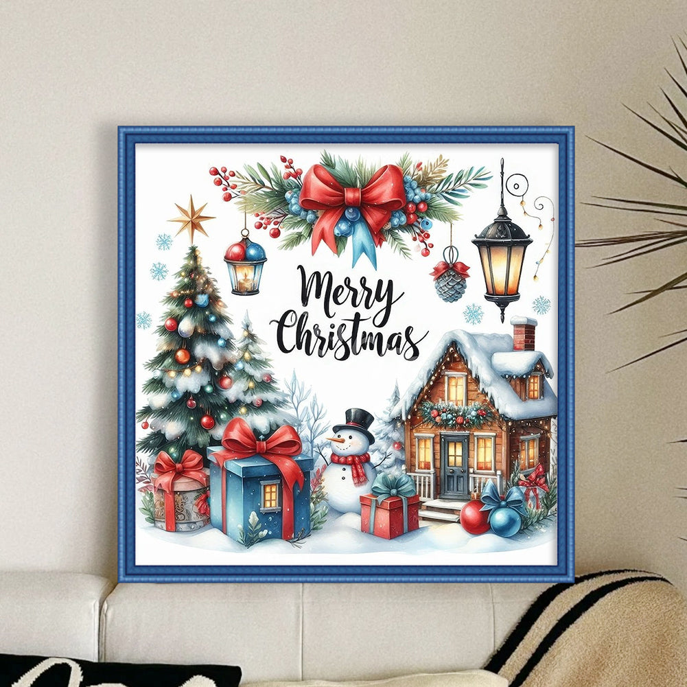 Christmas Cabin - Full 14CT Counted Cross Stitch 40x40CM - Huacan