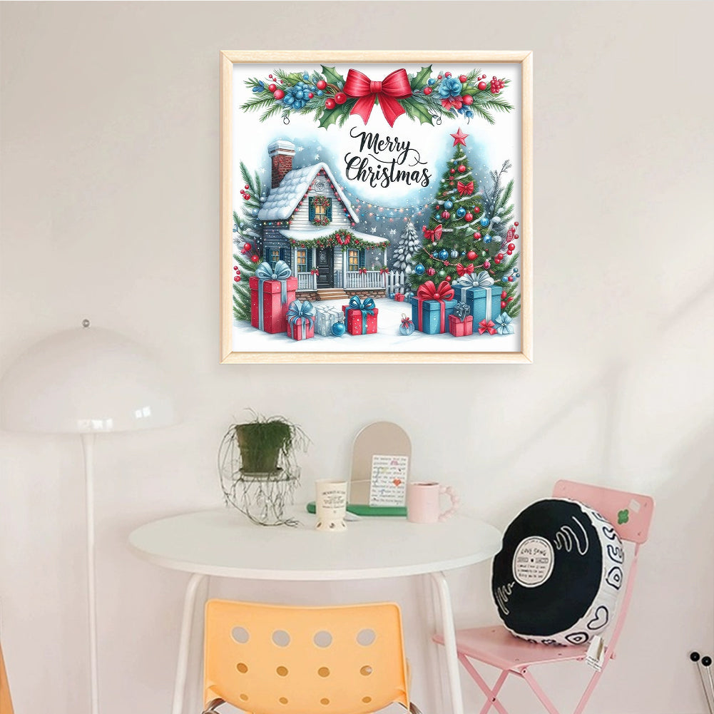 Christmas Cabin - Full 14CT Counted Cross Stitch 40x40CM - Huacan