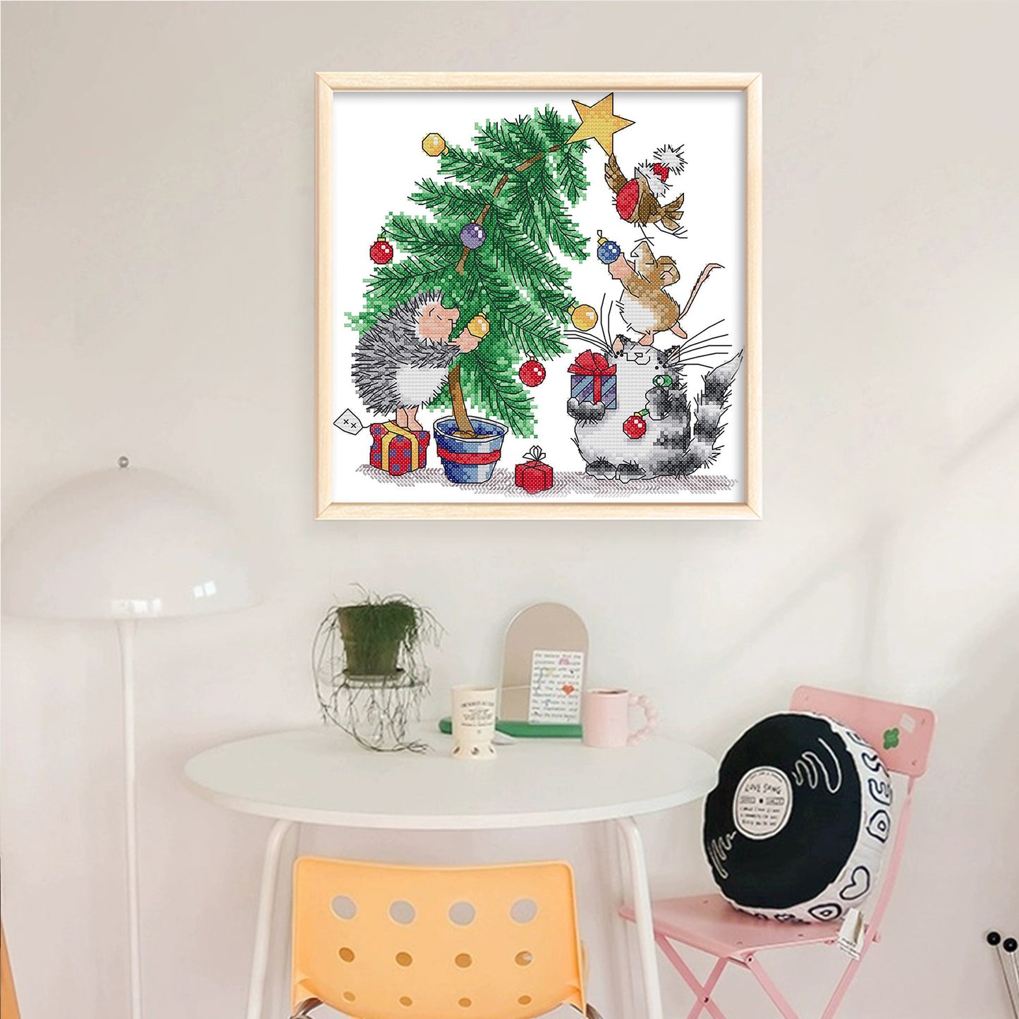 Christmas Gift - Partial 14CT Counted Cross Stitch 28x28CM - Joy Sunday