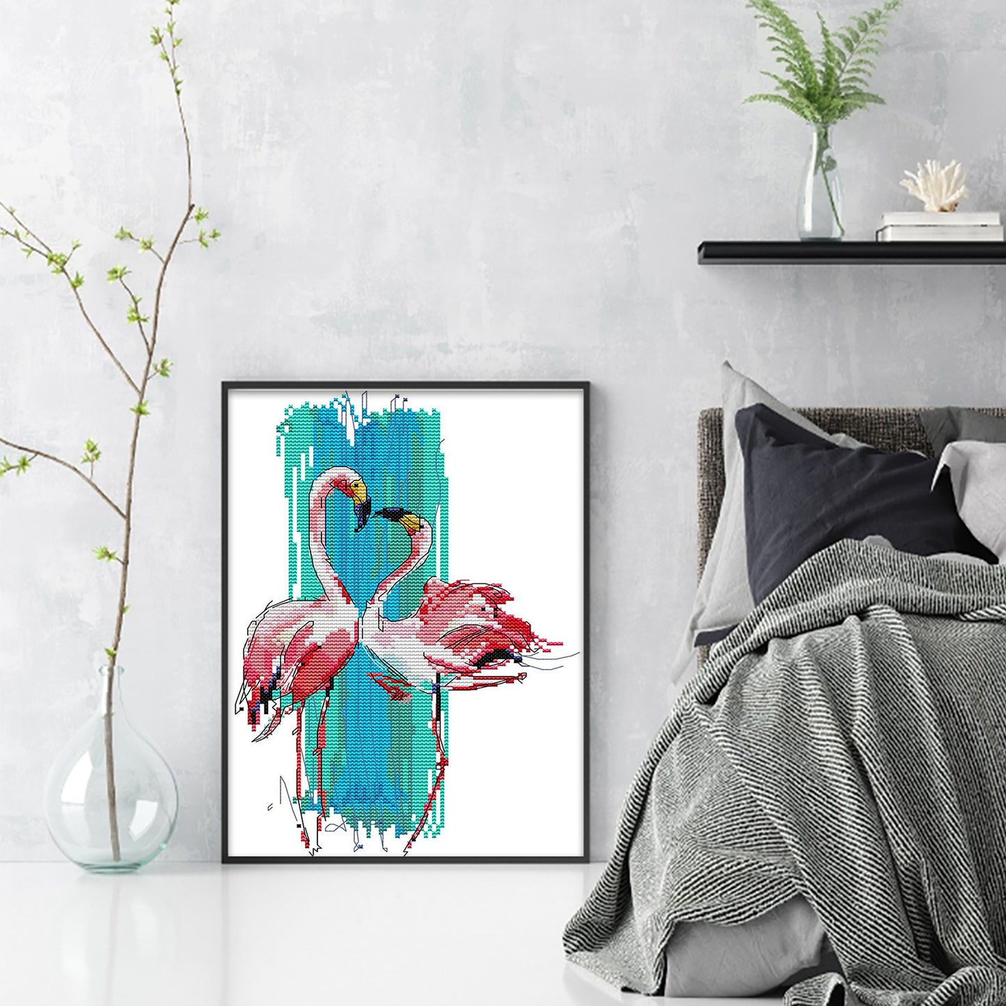 Flamingo Dance - Partial 14CT Counted Cross Stitch 25x33CM - Joy Sunday