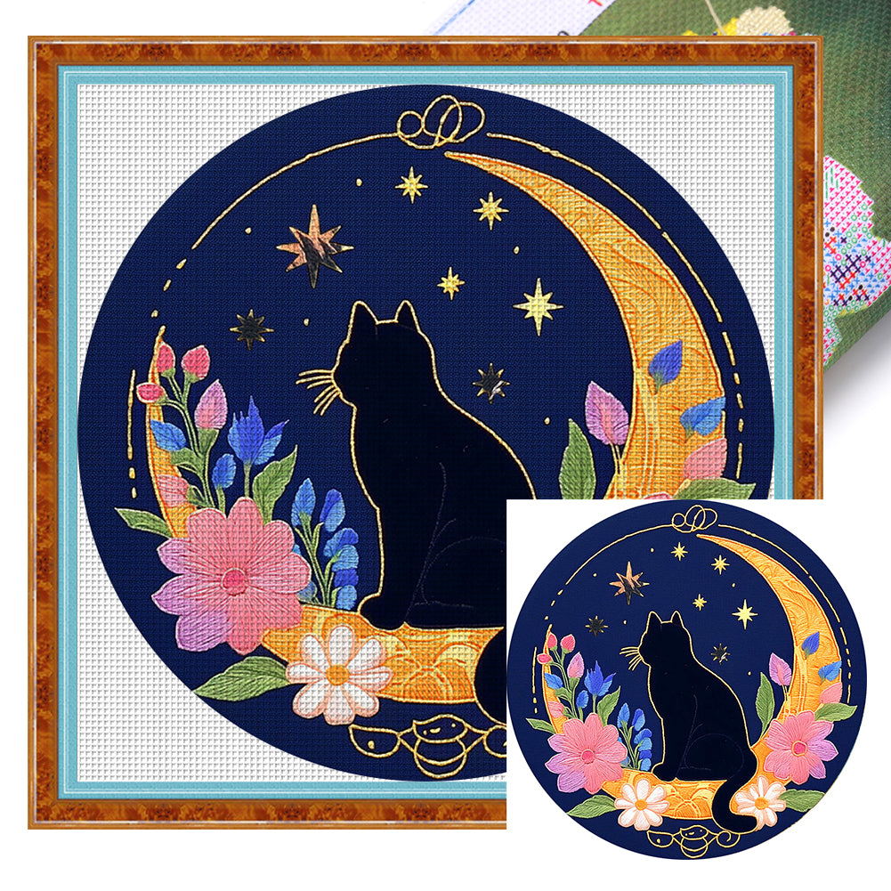 Pensive Cat - 24*24CM 11CT Stamped Cross Stitch (Mona Lisa Brand)