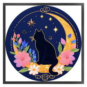 Pensive Cat - 24*24CM 11CT Stamped Cross Stitch (Mona Lisa Brand)