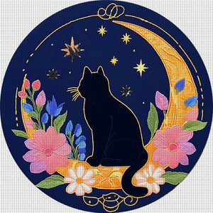 Pensive Cat - 24*24CM 11CT Stamped Cross Stitch (Mona Lisa Brand)