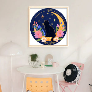 Pensive Cat - 24*24CM 11CT Stamped Cross Stitch (Mona Lisa Brand)