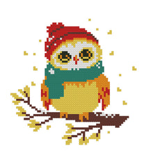 Load image into Gallery viewer, Owl With Scarf - 24*24CM 11CT Stamped Cross Stitch (Mona Lisa Brand)
