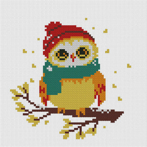 Owl With Scarf - 24*24CM 11CT Stamped Cross Stitch (Mona Lisa Brand)